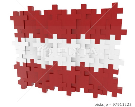 Abstract Latvian flag from puzzle pieces on white background 97911222