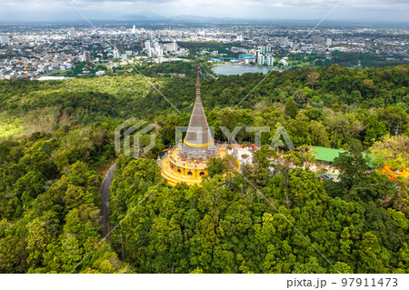 Phra Maha Chedi Tripob Trimongkol steel pagoda in Hat Yai, Songkhla, Thailand  97911473