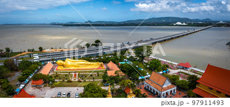 Wat Laem Pho temple with reclining golden Buddha in Songkhla, Thailand 97911493