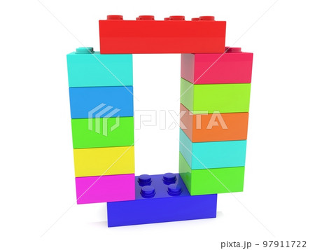 Number 0 from toy bricks of different colors on a white background Number 0 from toy bricks of different colors on a white background 97911722