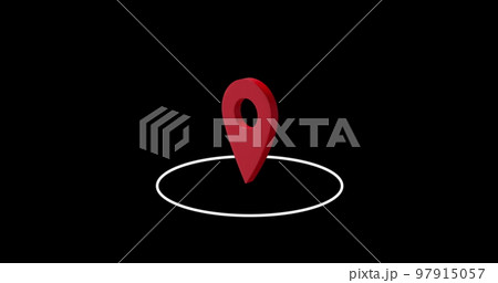 Location Pin pointer on map animated cartoon on black screen background with alpha. Information, point of interest, active rest 3d red map icons. 97915057