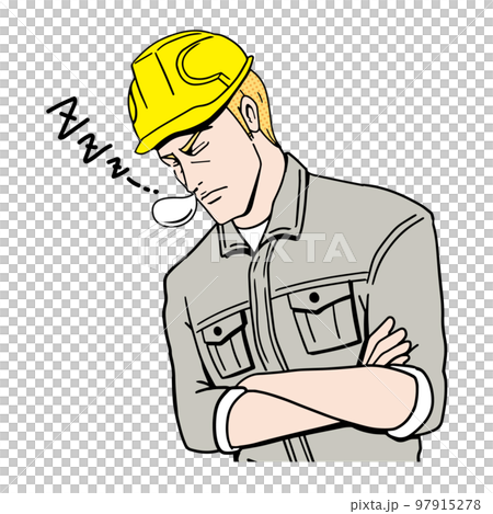 小睡的白種人建築工人 97915278