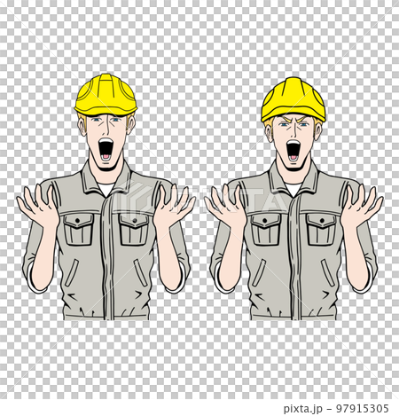 Caucasian construction worker lamenting Caucasian construction worker lamenting 97915305