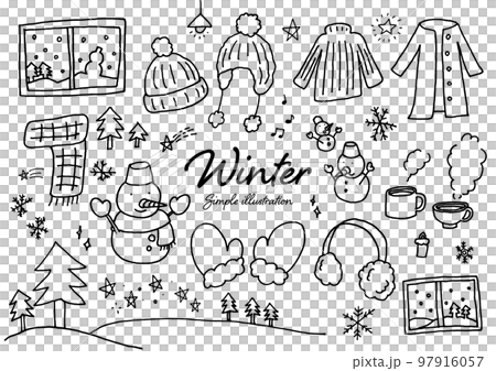 Rough hand drawn winter illustration set Rough hand drawn winter illustration set 97916057