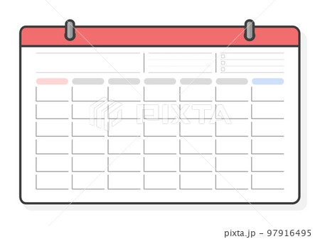 文字のないカレンダーのテンプレート -日曜始まりのマンスリーカレンダー - to-doリスト 97916495