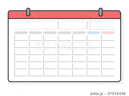 文字のないカレンダーのテンプレート -月曜始まりのマンスリーカレンダー - to-doリスト 97916496