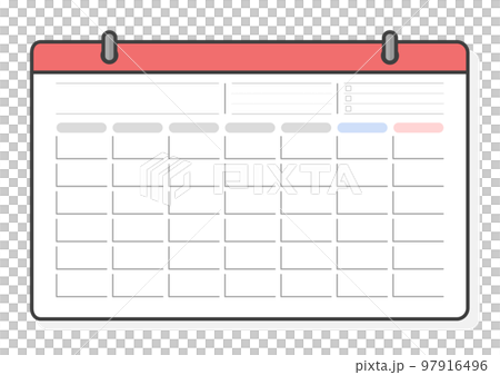 文字のないカレンダーのテンプレート -月曜始まりのマンスリーカレンダー - to-doリスト 97916496