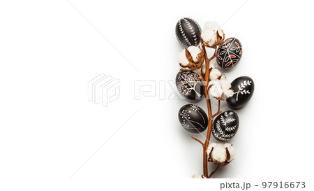 Decorated Black and White Pysanka Easter Eggs 97916673