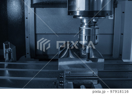 The CNC milling machine rough cutting the injection mold parts by indexable tools. The CNC milling machine rough cutting the injection mold parts by indexable tools. 97918116