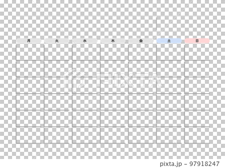 曜日だけのマンスリーカレンダーのテンプレート - 日付なし･年なし - 月曜始まり･日本語 97918247