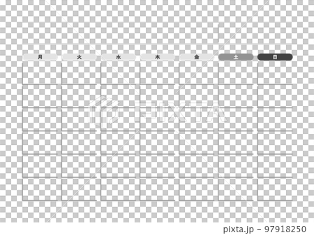 曜日だけのマンスリーカレンダーのテンプレート - 日付なし･年なし - 月曜始まり･日本語 97918250