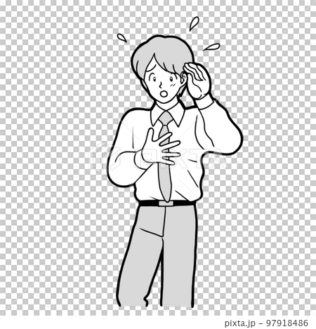 補聴器をつけているが聞き取れなくて困っている男性 補聴器をつけているが聞き取れなくて困っている男性 97918486