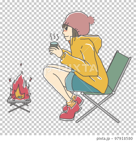キャンプをする女性 97918580