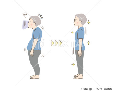 ダイエットに成功したシニア男性のビフォーアフター 97918800