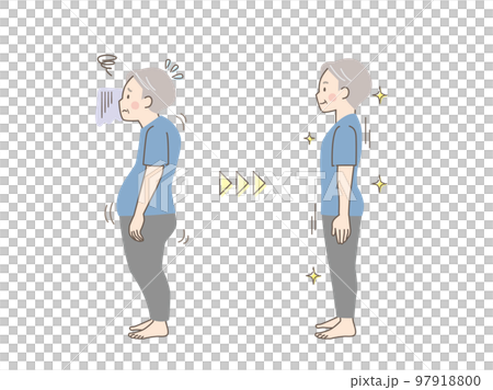 ダイエットに成功したシニア男性のビフォーアフター 97918800