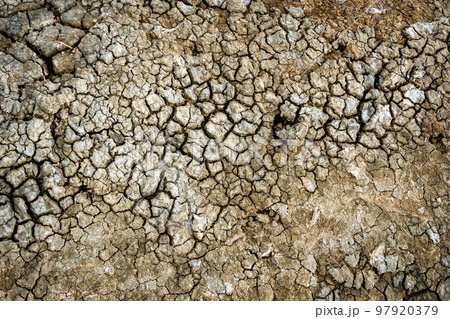 Dry soil surface with deep cracks textured background. Dried and cracked soil. Climate change. Desertification. Cracked earth, Texture of grungy Dry cracking parched earth. Global warming effect. Dry soil surface with deep cracks textured background. Dried and cracked soil. Climate change. Desertification. Cracked earth, Texture of grungy Dry cracking parched earth. Global warming effect. 97920379