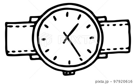 wrist watch clipart black and white