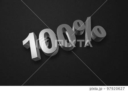 100% number. 3D illustration isolated on black 97920627