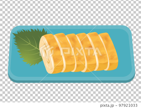 Illustration of tamagoyaki with delicious green perilla 97921033