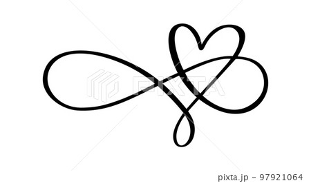 Vector heart love sign forever valentine day. Infinity romantic symbol linked, join, passion and wedding. Template for card, poster. Design flat element illustration 97921064
