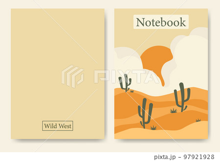 Aesthetic desert landscape template for notebook cover. 97921928