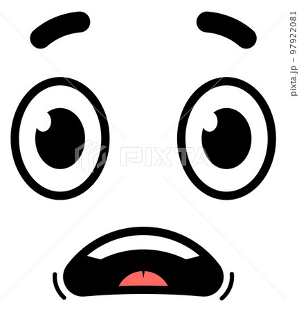 Scared emotion doodle. Astonished face comic expression 97922081