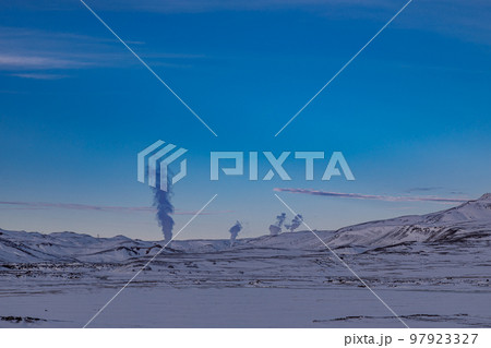 First snow in Myvatn Geothermal Area in North-East Iceland 97923327