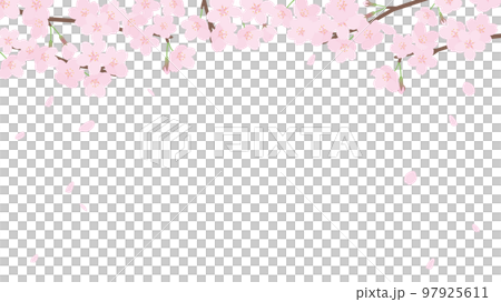 桜と花吹雪のフレームイラスト 97925611