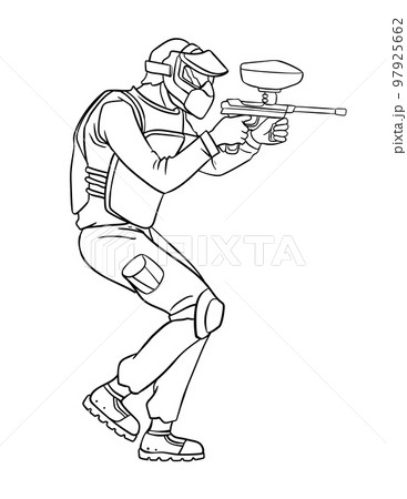 Paintballer Isolated Coloring Page for Kids 97925662