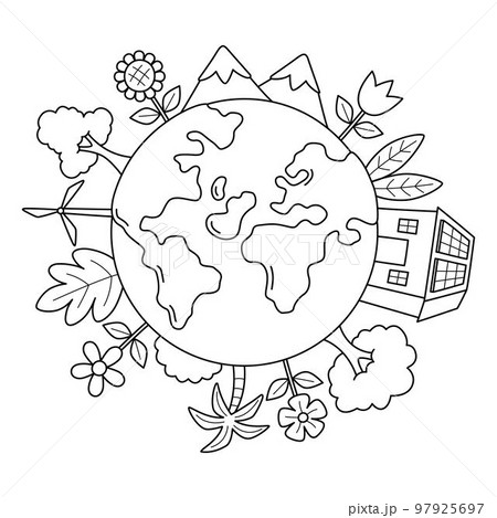 Love Earth Isolated Coloring Page for Kids Love Earth Isolated Coloring Page for Kids 97925697
