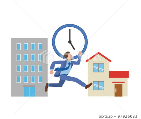 定時退社する男性会社員 97926033