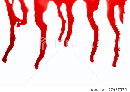 Drops of blood on white background. 97927576