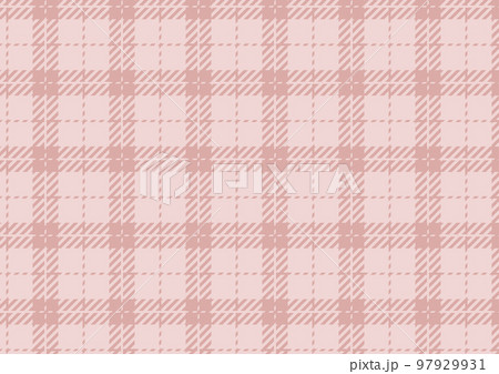くすみピンクチェック柄の背景素材_A3横長のイラスト素材 [97929931
