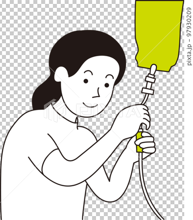 Female nurse preparing for intravenous drip Female nurse preparing for intravenous drip 97930209