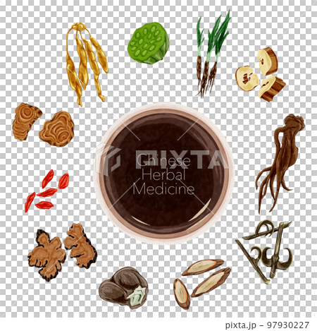 對女性煩惱有用的草藥手繪水彩插畫 97930227