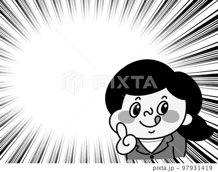 集中線と指さしポーズのコミカルな女性キャラクターイラスト素材 ビジネス 集中線と指さしポーズのコミカルな女性キャラクターイラスト素材 ビジネス 97931419