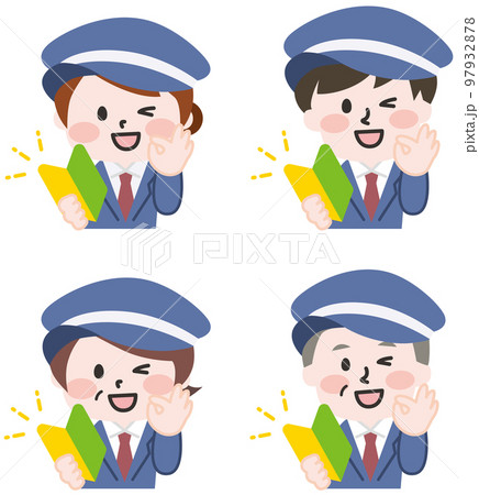 初心者マークを持つ警備スタッフたち 97932878