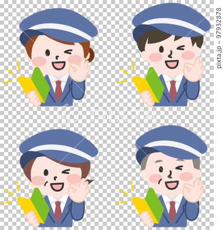 初心者マークを持つ警備スタッフたち 97932878