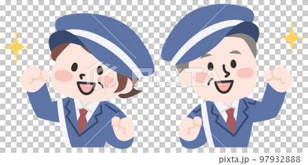 Security staff senior woman and senior man 97932888