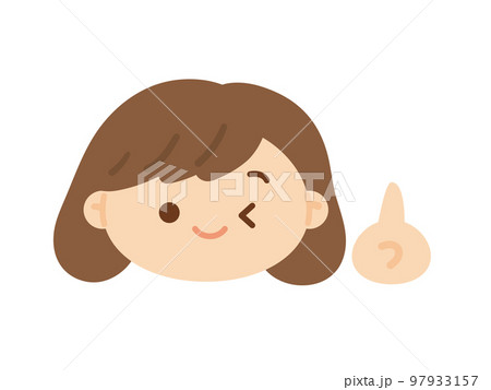 人差し指を立てて説明する女の子/顔アイコン 人差し指を立てて説明する女の子/顔アイコン 97933157