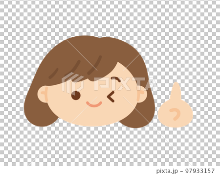 人差し指を立てて説明する女の子/顔アイコン 人差し指を立てて説明する女の子/顔アイコン 97933157