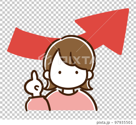 Illustration of a simple woman's upper body with increased sales Illustration of a simple woman's upper body with increased sales 97935501