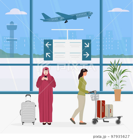 Muslim People Airport Passenger Tourist Travel 97935627