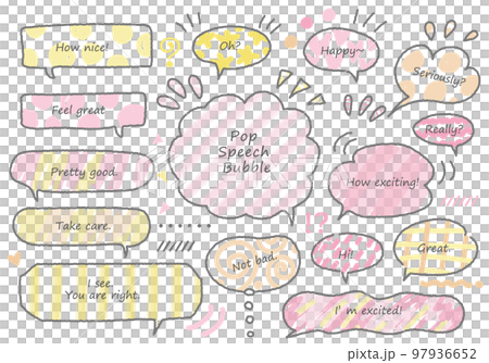 Colorful fun hand drawn speech bubbles set Colorful fun hand drawn speech bubbles set 97936652