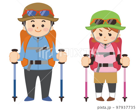 登山家の男女　アウトドア 97937735