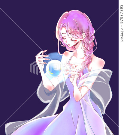 占い師の女性　水晶玉　イメージ 97937895