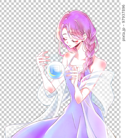 占い師の女性　水晶玉　イメージ 97937896