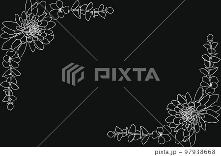 シックな線画の花のフレーム 黒背景のイラスト素材 [97938668] - PIXTA