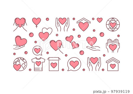 Charity vector creative horizontal banner or illustration 97939119