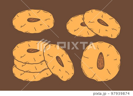 Chinese almond cookies vector illustration. Chinese New year dessert almond biscuit 97939874